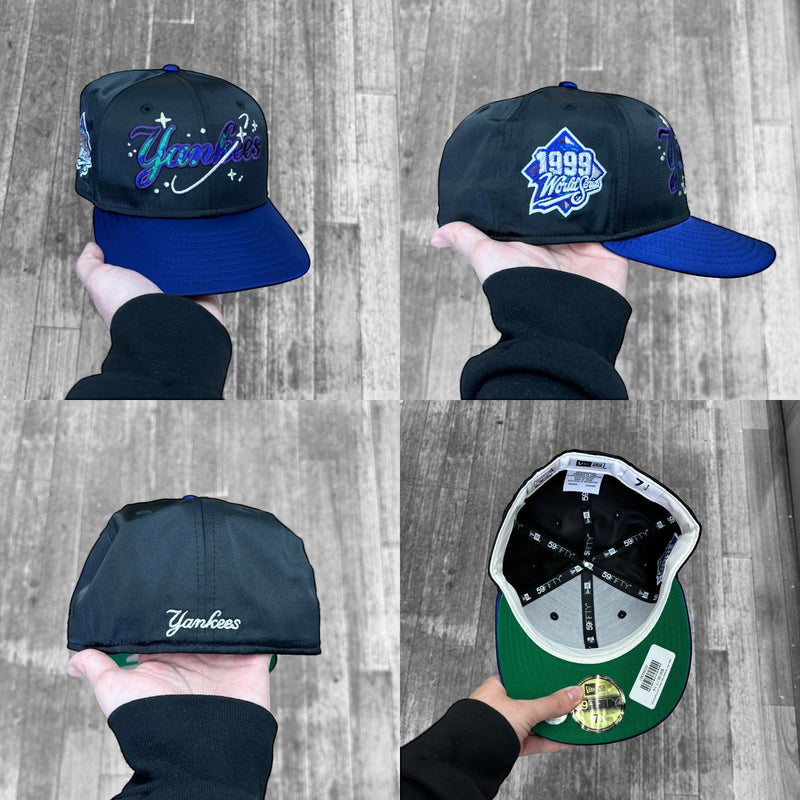 New York Yankees Galaxy Satin Black and Royal Script