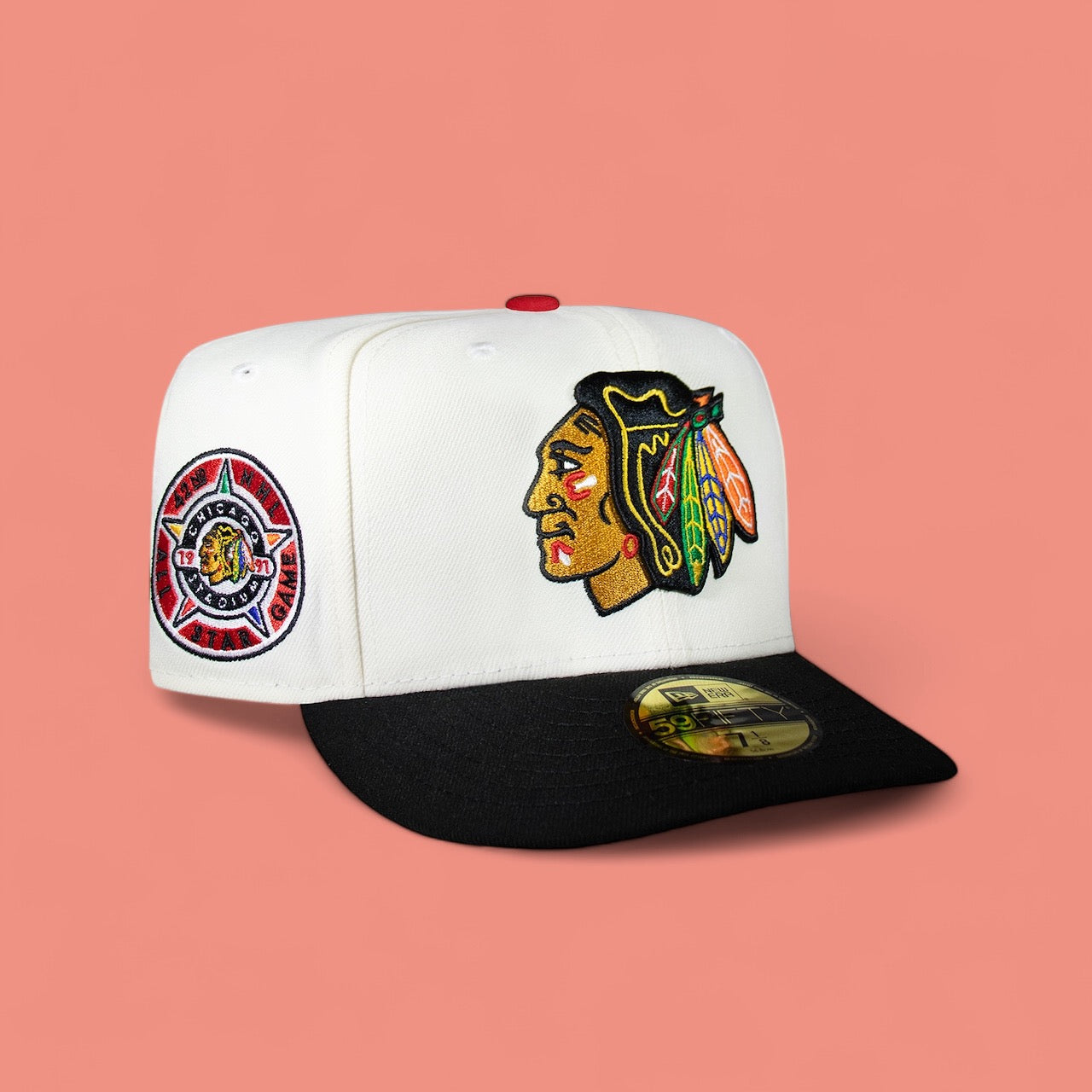 Chicago Black Hawks Creme and Black 91 ASG Black Inside