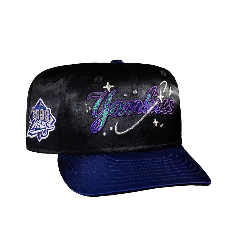 New York Yankees Galaxy Satin Black and Royal Script