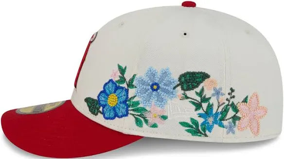 Anaheim Angels Creme Floral Chain Stitch Green UV