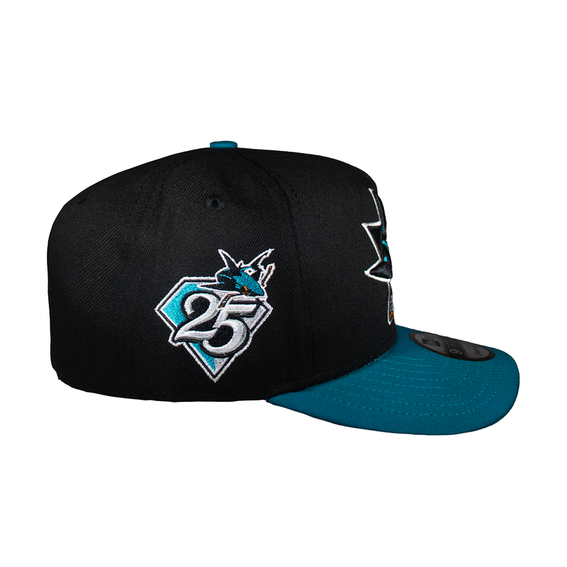San Jose Sharks Black & Teal 25Th 950 AFrame Snap Back
