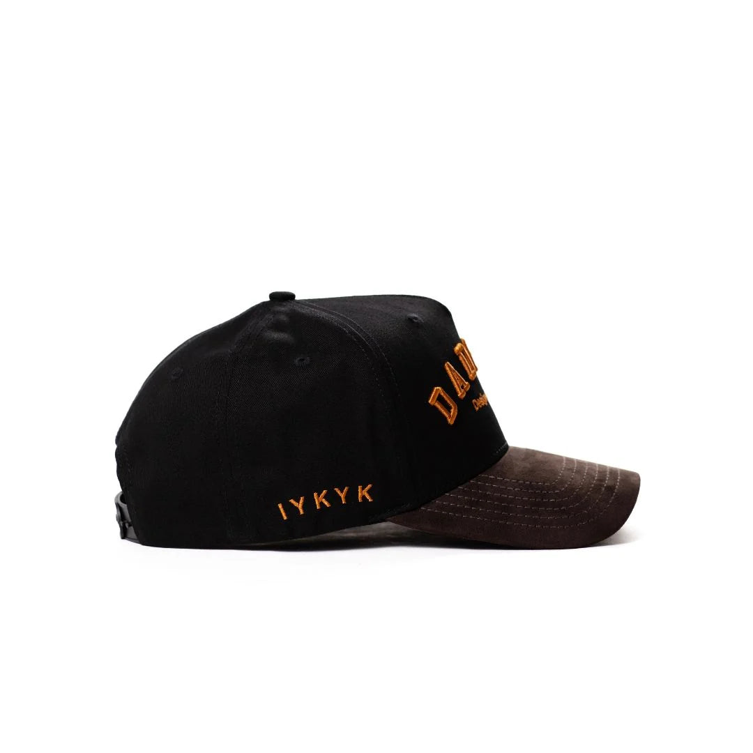 DAD Gang  black suede gold script
