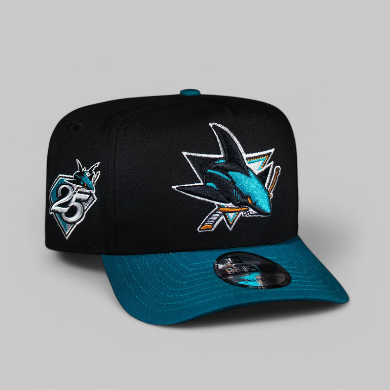 San Jose Sharks Black & Teal 25Th 950 AFrame Snap Back