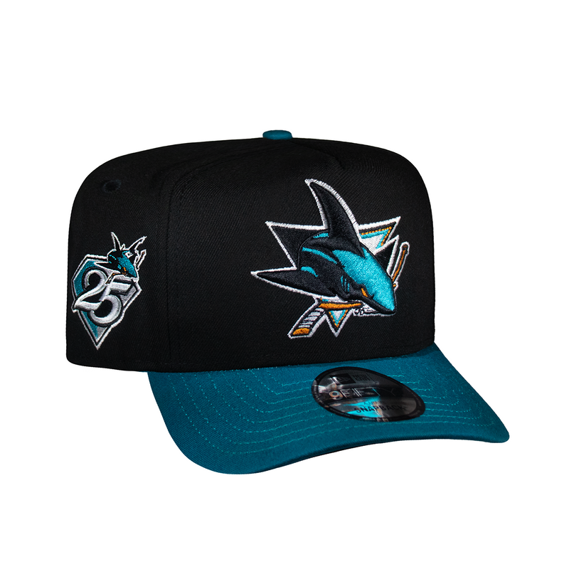 San Jose Sharks Black & Teal 25Th 950 AFrame Snap Back