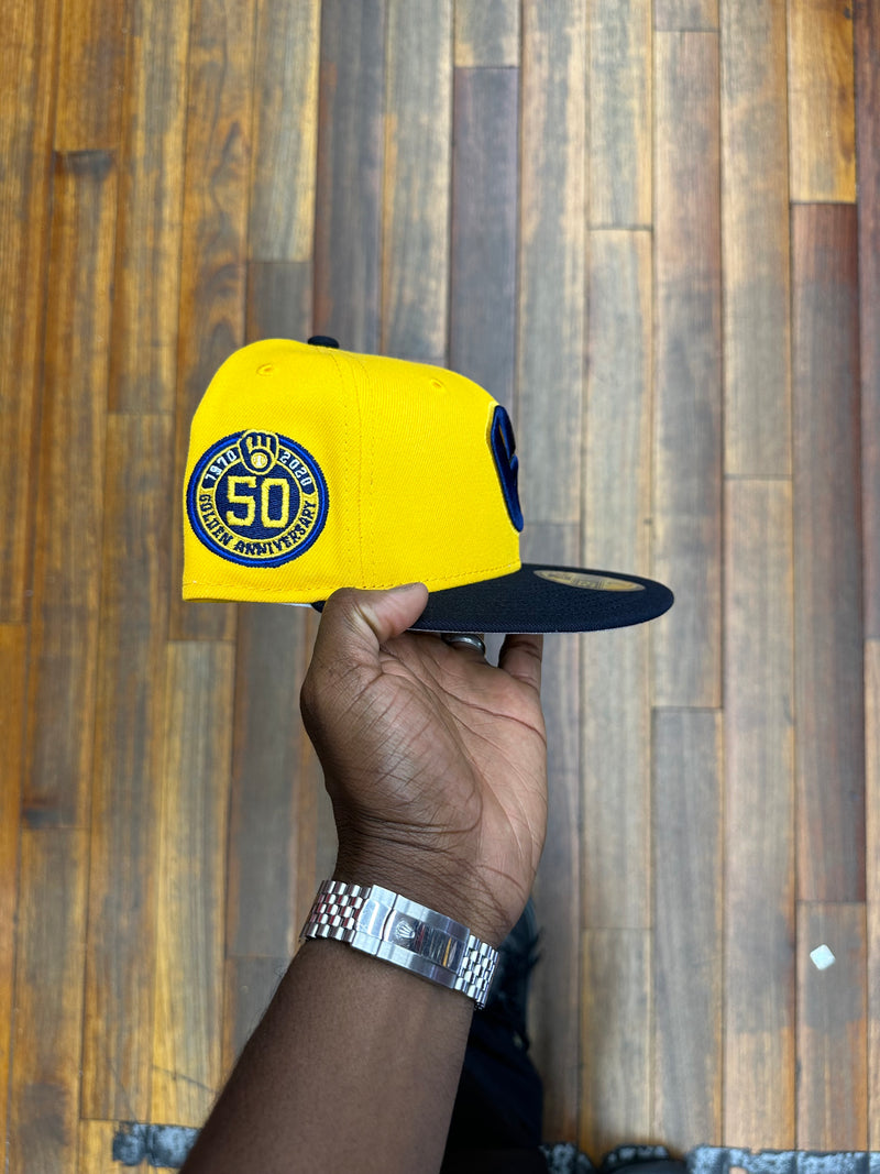 Milwaukee Brewers A-Gold Yellow & Navy Grey UV 50Th
