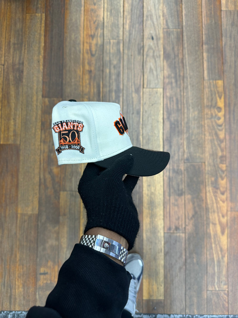 San Francisco Giants Chrome White & Black 940 A-Frame Snap Back 50th