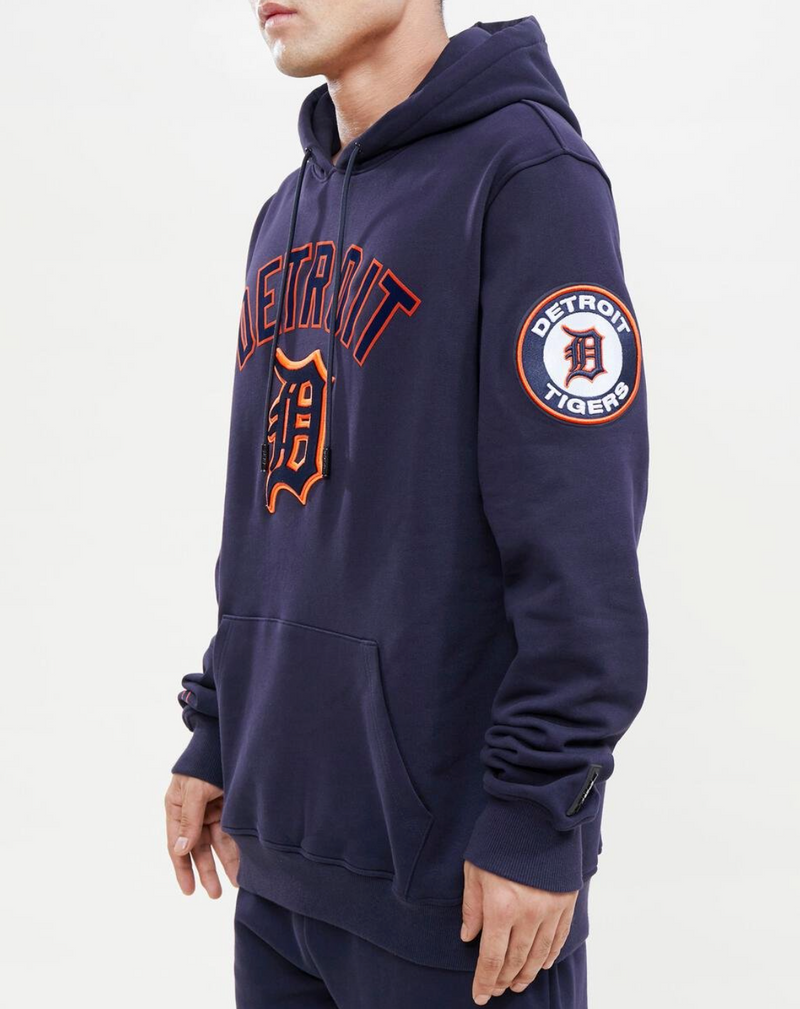 Detriot Tigers Navy Stacked Hoodie