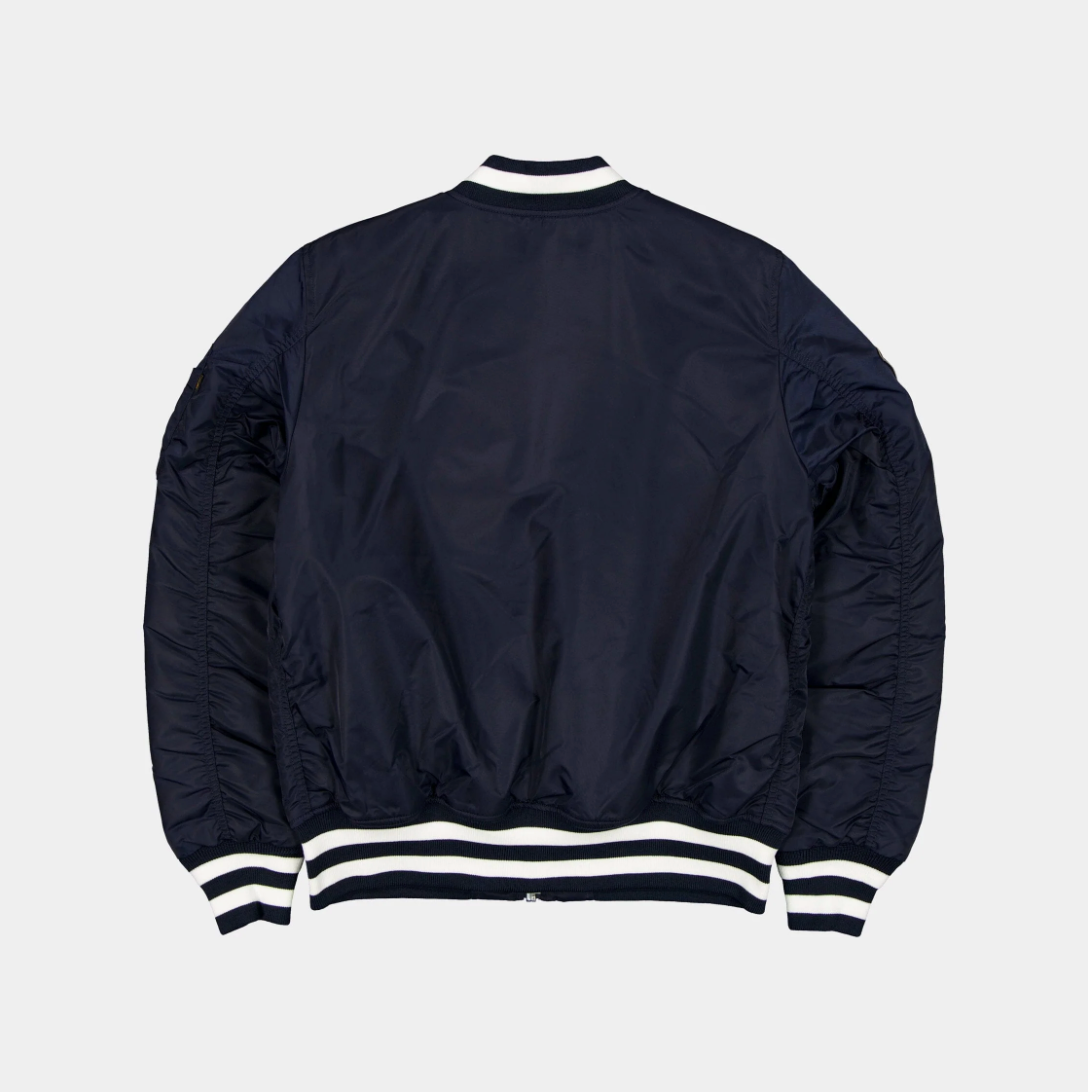 New York Yankees Navy Satin Bomber Jacket New Era X Alpha Industries 2025