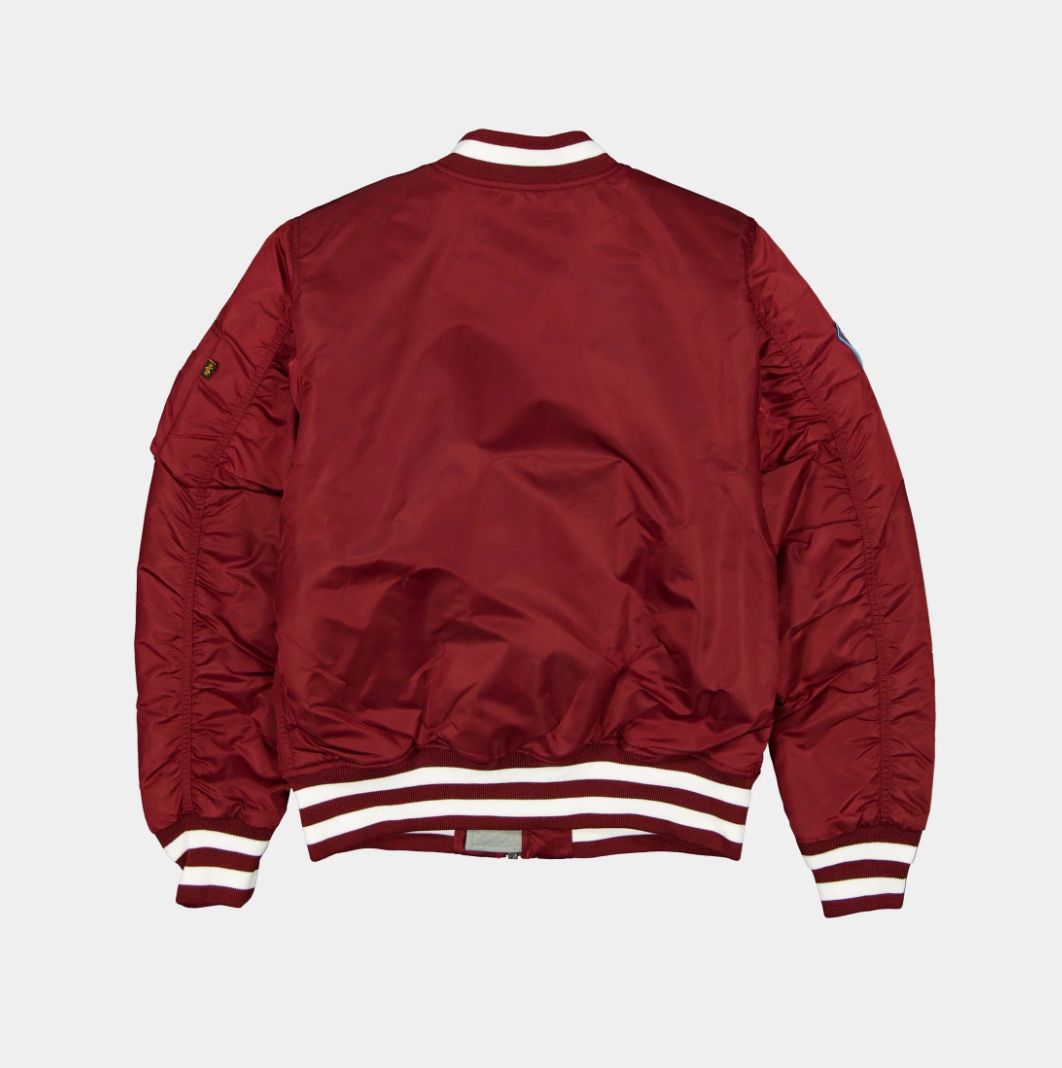 Philadelphia Phillies Burgundy Satin Bomber Jacket New Era X Alpha Industries 2025