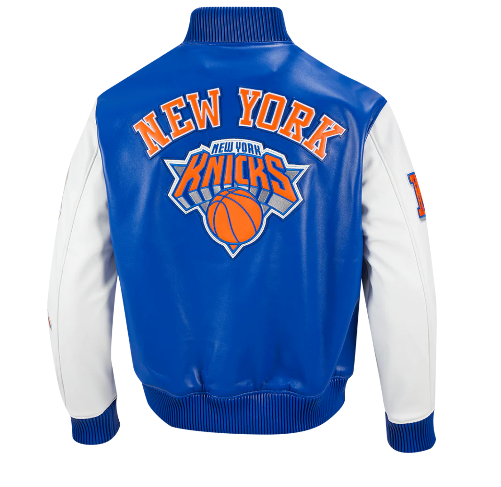 New York Knicks Royal and White Leather Jacket