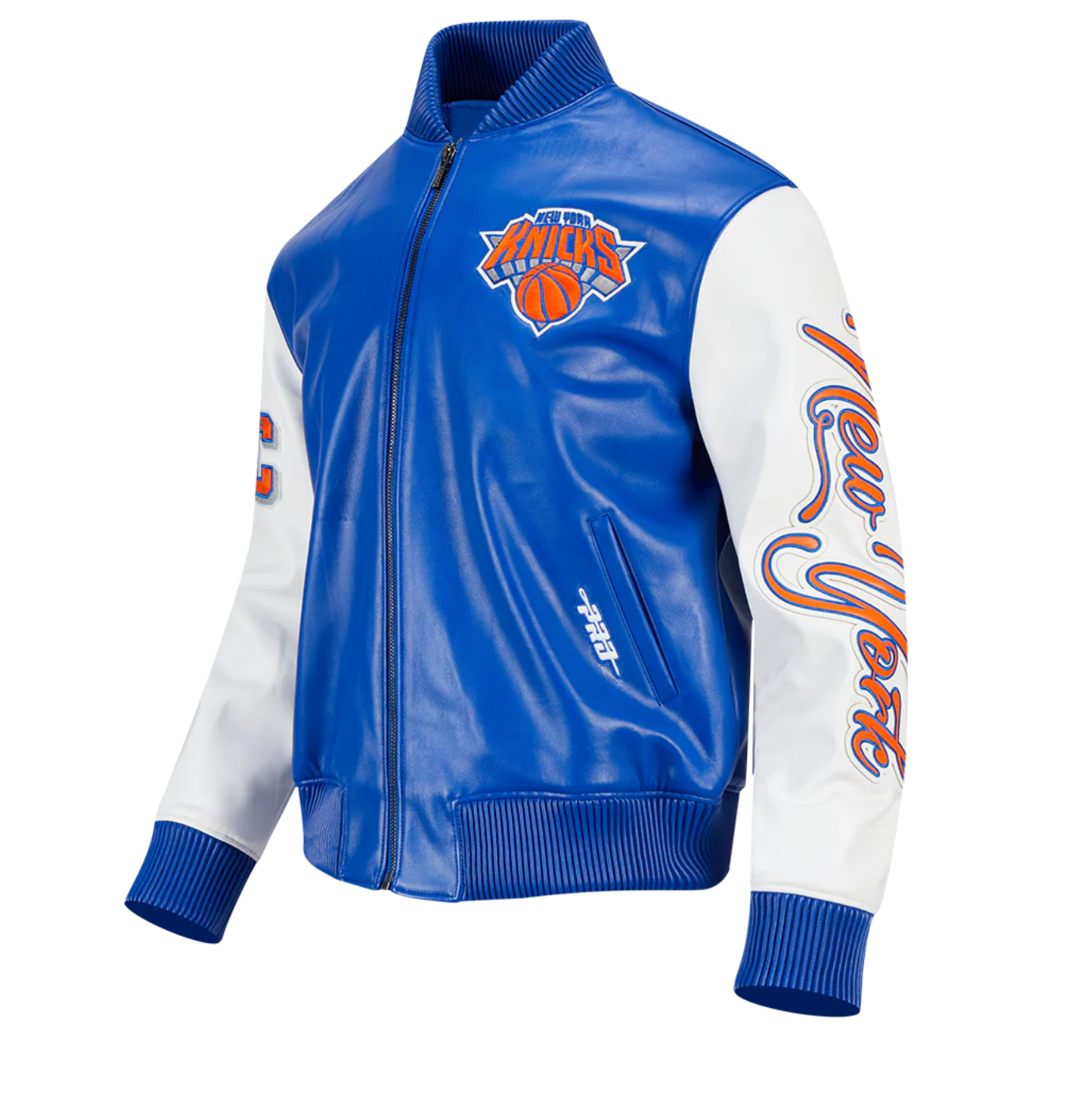 New York Knicks Royal and White Leather Jacket