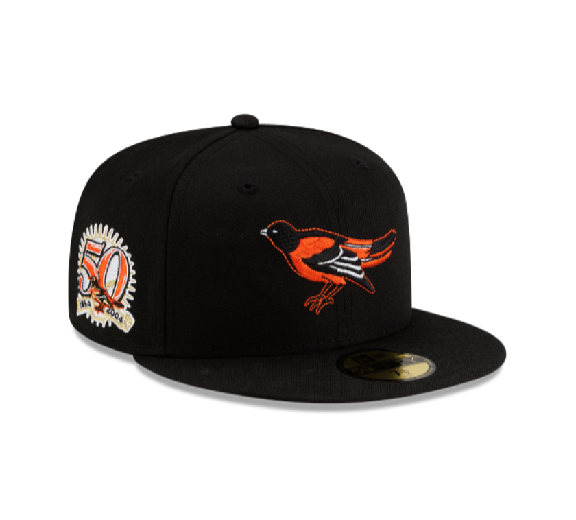 Baltimore Orioles All Black "Bird logo" 50Th Anniversary 59FIFTY Fitted