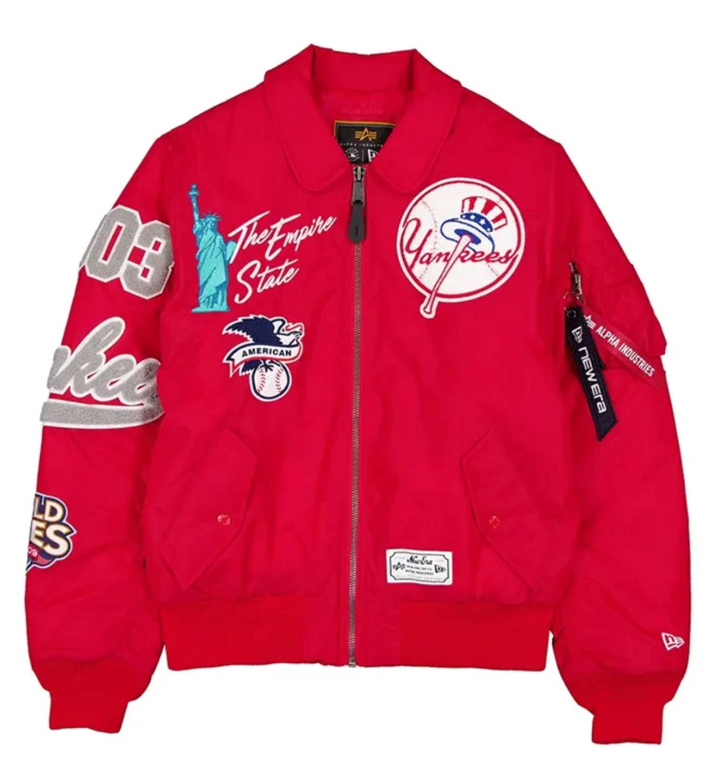 New York Yankees Red Alpha Industries X New ERA Collared Bomber Jacket