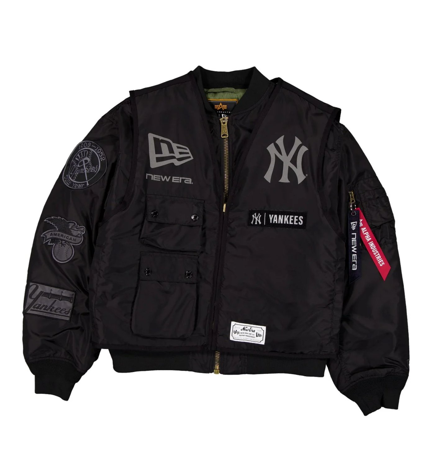New York Yankees Black Alpha Industries 2-in-1 MA-1 Flight Jacket + Vest
