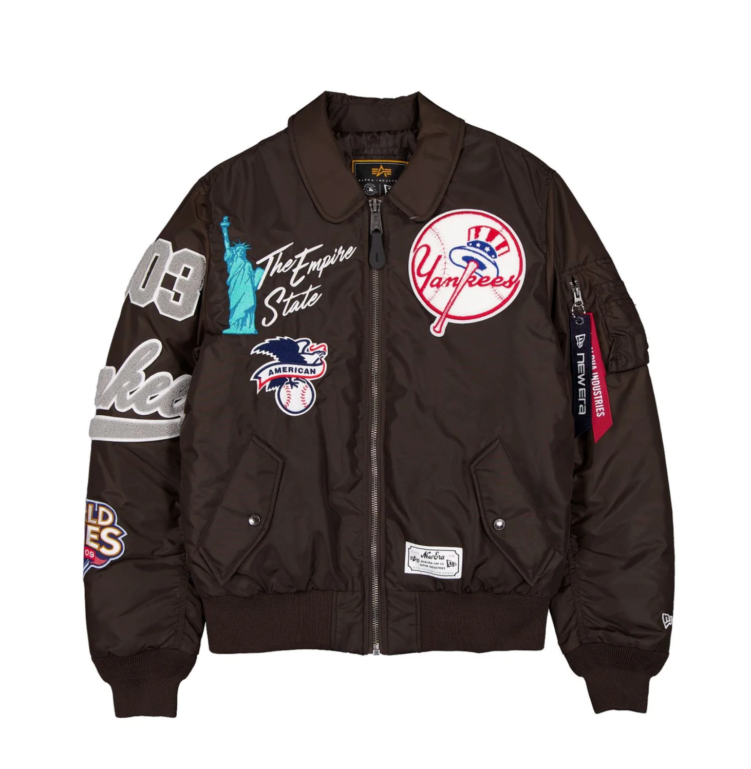 New York Yankees Brown Alpha Industries COLLARED BOMBER JACKET