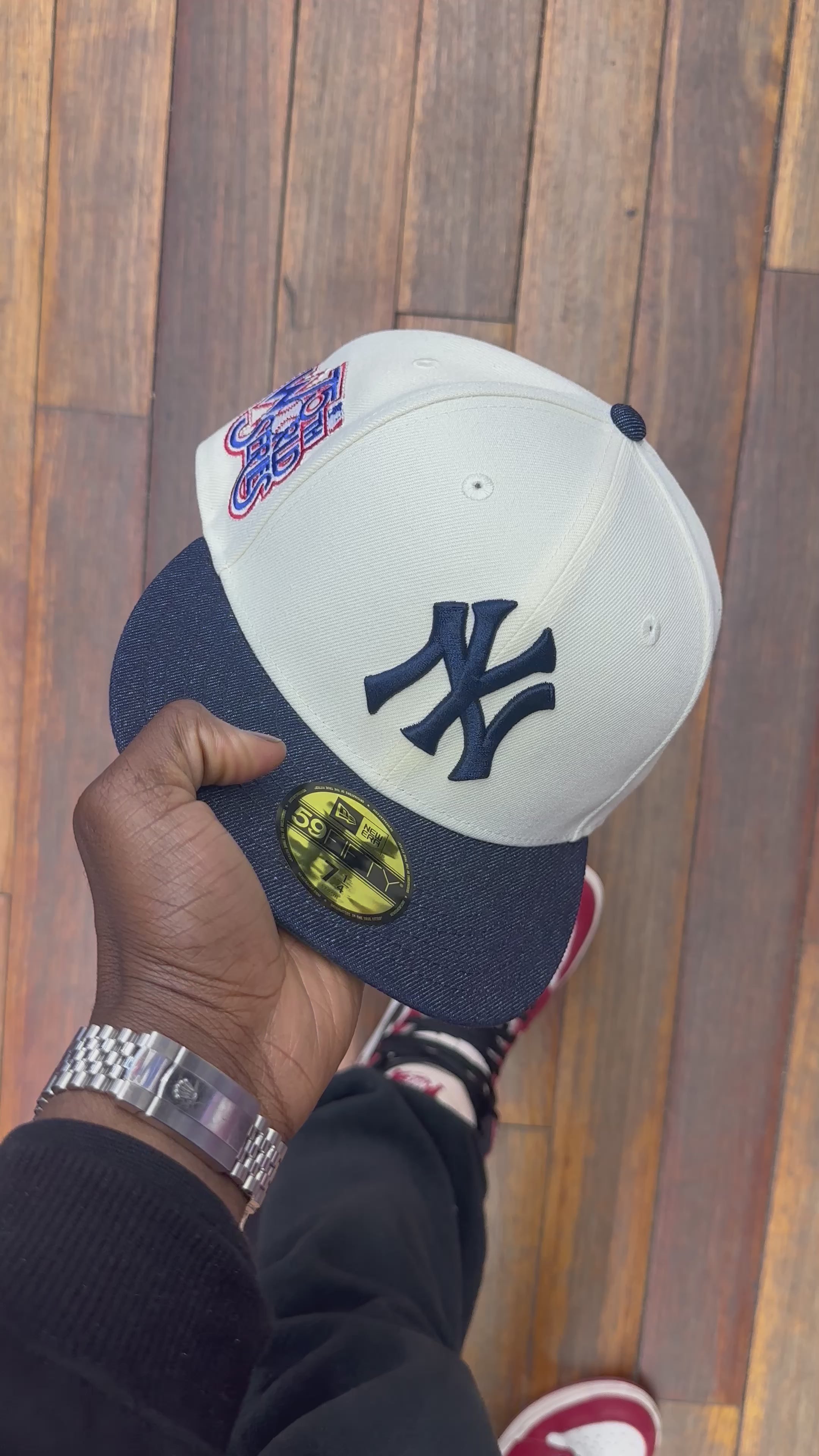 New York Yankees Chrome Creme White & Denim Visor 75th