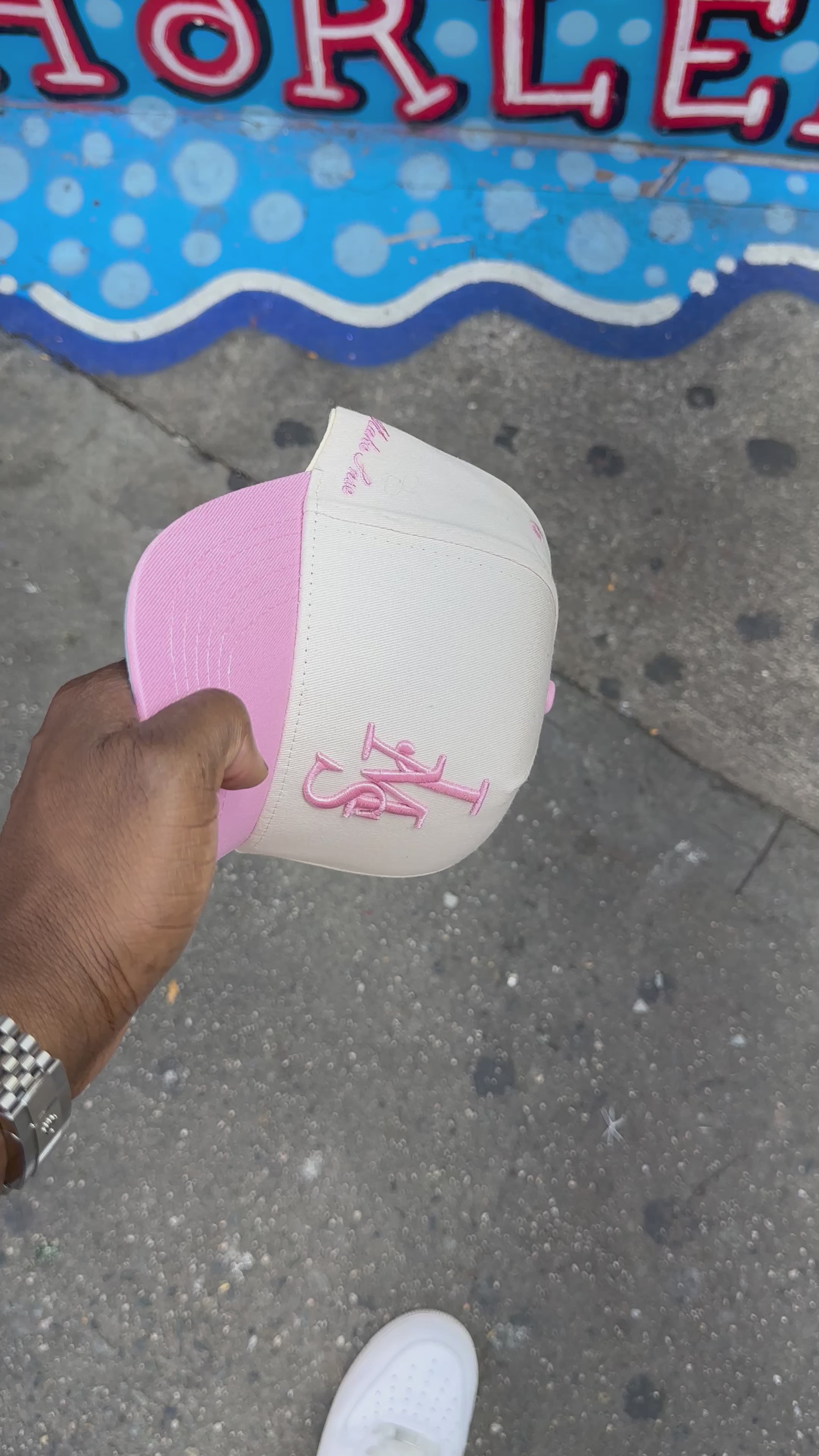 Just Make Sense “JMS” Chrome & Pink SnapBack